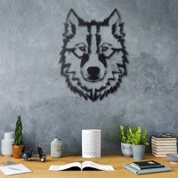 Tablou metalic Wolf Negru 38x50 cm - 1