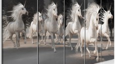 Tablou - Unicorns Run (5 Parts) Narrow 200x80 cm