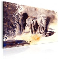 Tablou - Watercolour Elephants 120x80 cm - 1