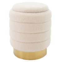 Taburet hol cufar cu spatiu de depozitare Dazzle boucle crem - auriu D36x44cm - 1