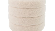 Taburet hol cufar cu spatiu de depozitare Dazzle boucle crem - auriu D36x44cm