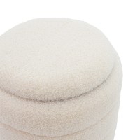 Taburet hol cufar cu spatiu de depozitare Dazzle boucle crem - auriu D36x44cm - 3