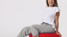 Taburet puf de gradina Round Rosu 55x30 cm