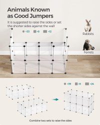 Tarc pentru animale de companie, modular, , Songmics, Alb, 125x63x42 cm - 4