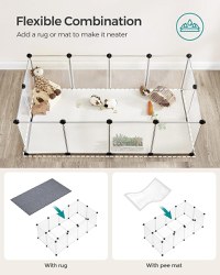 Tarc pentru animale de companie, modular, , Songmics, Alb, 125x63x42 cm - 5