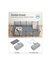 Tarc pentru animale de companie, Songmics, LPC002G01, Gri, 143 x 73 x 46 cm - 6