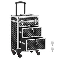 Troler cosmetice, Songmics, Negru, 34x25x57 cm - 2