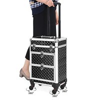 Troler cosmetice, Songmics, Negru, 34x25x57 cm - 3