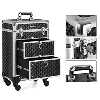 Troler cosmetice, Songmics, Negru, 34x25x57 cm - 4