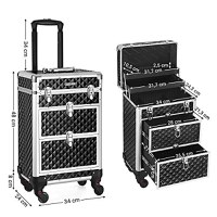 Troler cosmetice, Songmics, Negru, 34x25x57 cm - 6