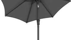 Umbrela de soare, Songmics, 30 grade, 210 cm, UPF 50+, Gri