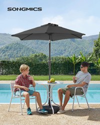 Umbrela de soare, Songmics, 30 grade, 210 cm, UPF 50+, Gri - 6