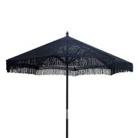 Umbrela stil mileu Brilie lemn-macrame D2.70x2.60m negru - 1