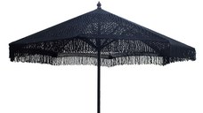 Umbrela stil mileu Brilie lemn-macrame D2.70x2.60m negru