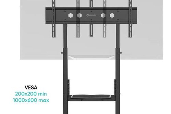 Stand mobil cu raft ONKRON TS1991, 50inch - 100inch, 120 Kg (Negru)