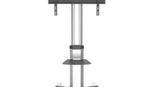 Stand Mobil Techly ICA-TR156 pentru Televizoare de 50inch-92inch, Reglabil, Suporta 70 kg, Argintiu