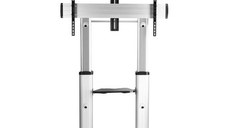 Stand Mobil Techly ICA-TR24, 60inch-100inch, 100 kg, 2 rafturi multimedia (Argintiu)