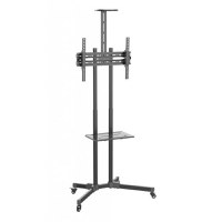 Stand Mobil Techly, raft multimedia, inaltime reglabila, 37inch-70inch, 50 kg (Negru) - 1