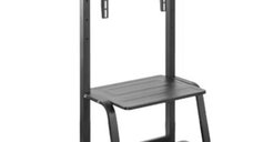 Stand TV mobil Nexio NX-T1035ME Heavy-Duty, pentru ecrane de 37-100 inch, cu roti si raft multimedia, inaltime reglabila, suport pana la 150 kg, negru