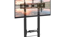 Stand TV mobil pe roti, 52-110 inch, 2 rafturi suport multimedia, TECHLY, negru, ICA-TR45