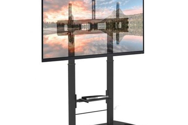 Stand TV mobil pe roti, 52-110 inch, 2 rafturi suport multimedia, TECHLY, negru, ICA-TR45