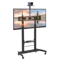 Stand TV mobil pe roti, 52-110 inch, 2 rafturi suport multimedia, TECHLY, negru, ICA-TR45 - 1