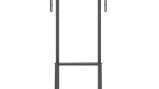 Stand TV mobil pe roti, raft pentru dispozitive multimedia, 32 - 70 inch, reglabil, Techly ICA-TR3390, Negru