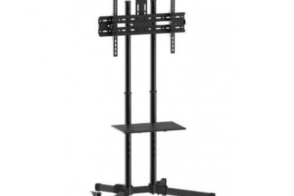 Stand TV mobil, reglabil, 32-70 inch, raft DVD, Negru