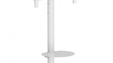 Stand TV pe roti Techly ICA-TR55, suport pentru dispozitive multimedia, 37-86 inch, ajustabil (Alb)