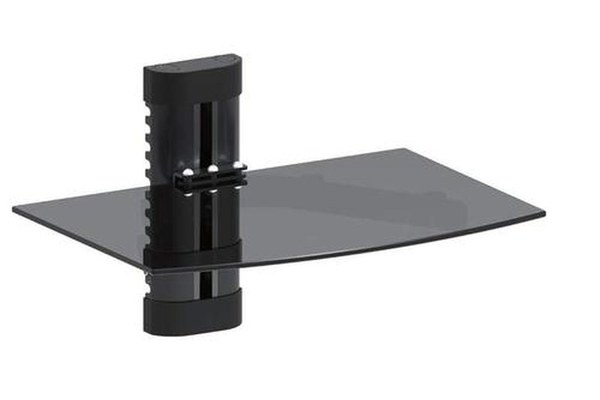 Suport metalic cu Sticla fumurie pentru Televizor TV cu 1 Raft, MC-663, Dimensiuni 36x28x22cm