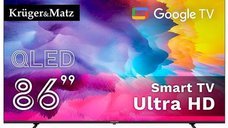 Televizor Kruger&Matz KM0286UHD-G2 QLED Smart TV, 86 inch, Ultra HD 4K, Google TV, Wi-Fi, CI+
