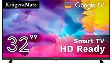 Televizor LED Kruger&Matz KM0232HD-G de 80 cm (32 inch), Smart TV HD Ready cu WiFi
