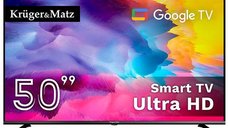 Televizor Smart LED Kruger&Matz KM0250UHD-G2, 50 inch, 4K Ultra HD, Google TV, Wi-Fi, CI+