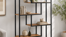 Biblioteca Moderna cu 6 Rafturi - Design Contemporan pentru Living si Birou, Cadru Metalic, PAL 18 mm, 88 x 30 x 160 cm