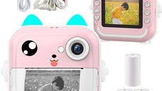 Cameră Foto Digitală pentru Copii cu Imprimare Instant - 24MP, Display Color de 2.4 inch, Focalizare Automată