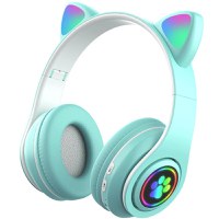 Casti wireless pliabile cu urechi de pisica iluminate LED, Bluetooth 5.0, Bass Stereo - 1