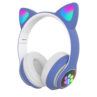 Casti wireless pliabile cu urechi de pisica iluminate LED, Bluetooth 5.0, Bass Stereo - 1
