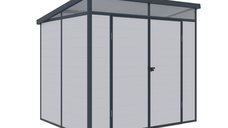 Căsuță de grădină KLUGMEISTER Toya B Gri din plastic, 238x191x215 cm, cu bază metalică