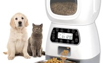 Dispenser automat hrana animale, Inregistrare vocala, 3.5 L, Alb