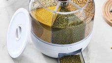 Dispenser pentru cereale si bomboane cu 6 compartimente, rotire 360 grade