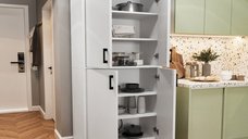 Dulap modern cu 4 uși si 6 compartimente, 62x36x186 cm, alb