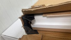 Dulap multifunctional alb cu blat stejar, 120x43,4x89 cm, 4 usi si sertare - Ideal pentru bucatarie si camara