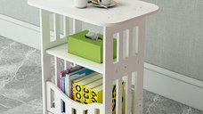 Etajera alba decorativa din PVC cu 2 polite, 45 cm