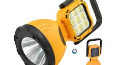 Lanterna Portabila Multifunctionala cu Incarcare Solara si USB, Lumina Ajustabila 180° pentru Camping