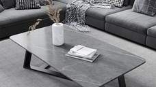 Masa de Cafea Rectangulara cu Blat MDF si Picioare Metalice in Forma de X