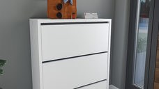 Pantofar modern cu usa rabatabila si rafturi glisante, 3 compartimente, PAL melaminat 18 mm, 110 x 73,5 x 22 cm