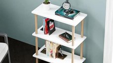 Raft decorativ cu 3 polite si picioare din lemn – perfect pentru biblioteca sau masuta laterala