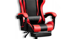 Scaun Gaming SpeedX GT Racing, Piele Ecologica, Recliner cu Suport pentru Picioare si Perne Ergonomice