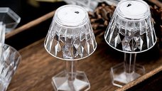 Set 12 mini lampi de masa LED cu cristale, abajur transparent si lumina calda