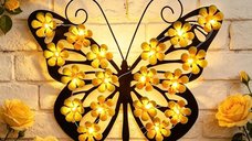 Set 2 Fluturi Solari cu LED pentru Decorare Perete sau Gard